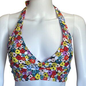 Anne Cole Floral Halter Bikini Top w/ Removable Pads & Adjustable Back Closure